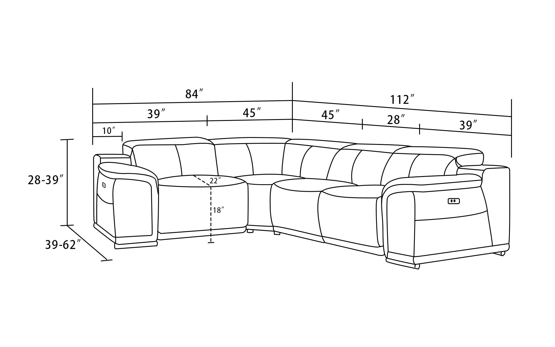 Napoli Modern Sectional with Recliner