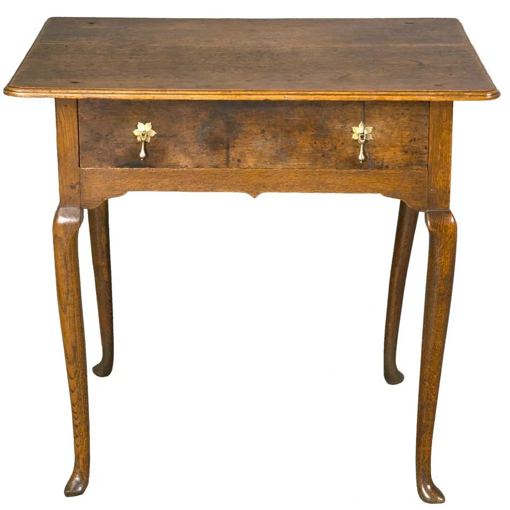 Oak Side Table with Four Cabriole Legs