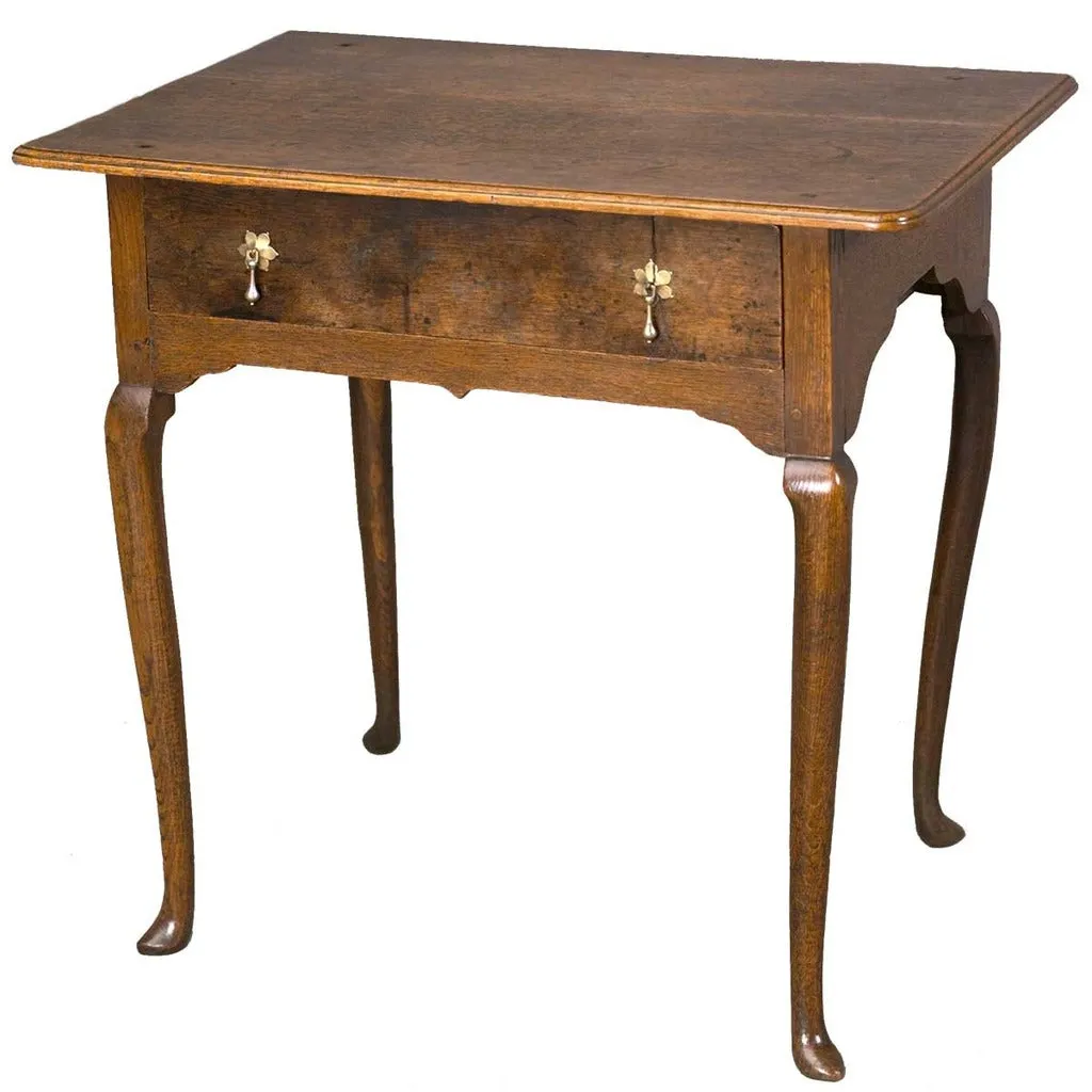 Oak Side Table with Four Cabriole Legs