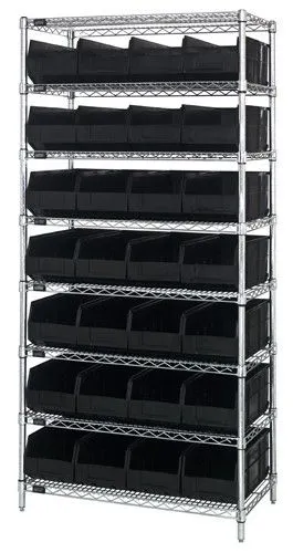 Quantum WR8-443 Wire Shelving System with 8 Shelves, 14" x 36" x 74"
