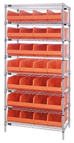 Quantum WR8-443 Wire Shelving System with 8 Shelves, 14" x 36" x 74"