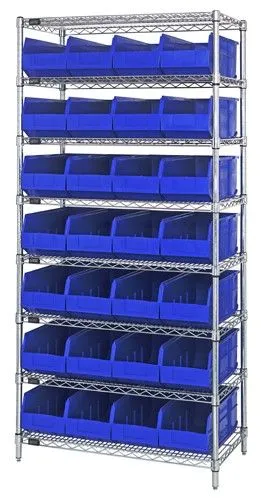 Quantum WR8-443 Wire Shelving System with 8 Shelves, 14" x 36" x 74"