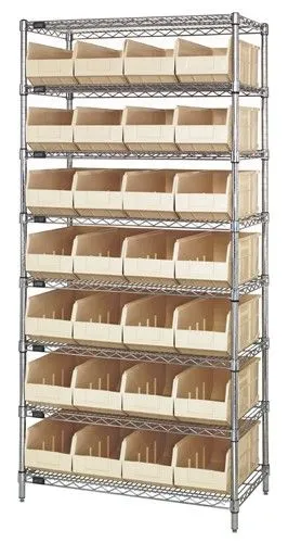 Quantum WR8-443 Wire Shelving System with 8 Shelves, 14" x 36" x 74"