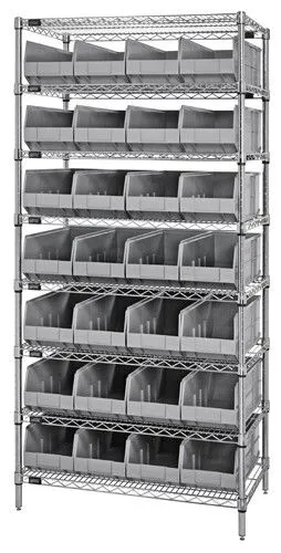 Quantum WR8-443 Wire Shelving System with 8 Shelves, 14" x 36" x 74"