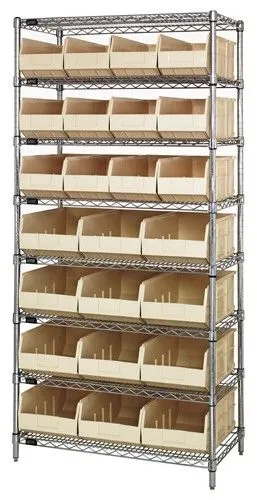 Quantum WR8-483485 Wire Shelving System with 8 Shelves, 21" x 36" x 74"