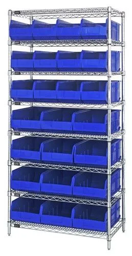 Quantum WR8-483485 Wire Shelving System with 8 Shelves, 21" x 36" x 74"