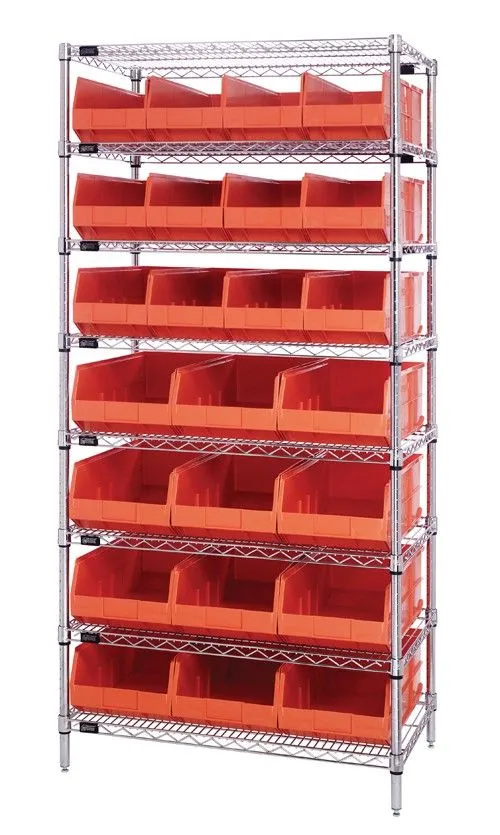 Quantum WR8-483485 Wire Shelving System with 8 Shelves, 21" x 36" x 74"