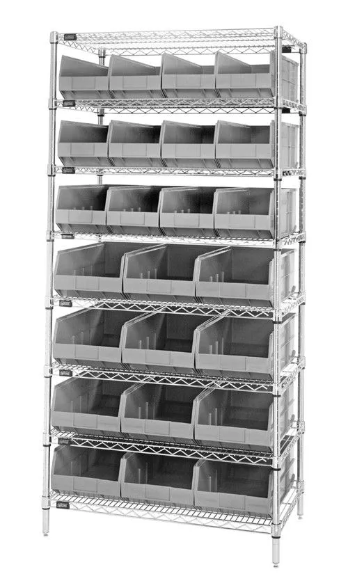 Quantum WR8-483485 Wire Shelving System with 8 Shelves, 21" x 36" x 74"