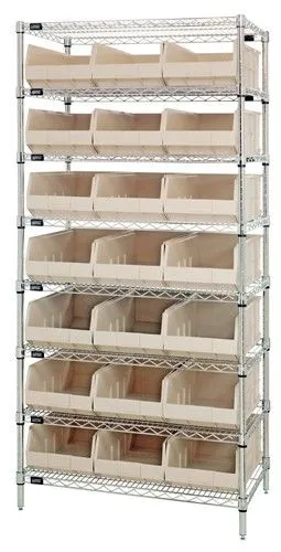 Quantum WR8-485 Wire Shelving System with 8 Shelves, 21" x 36" x 74"