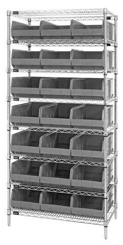 Quantum WR8-485 Wire Shelving System with 8 Shelves, 21" x 36" x 74"
