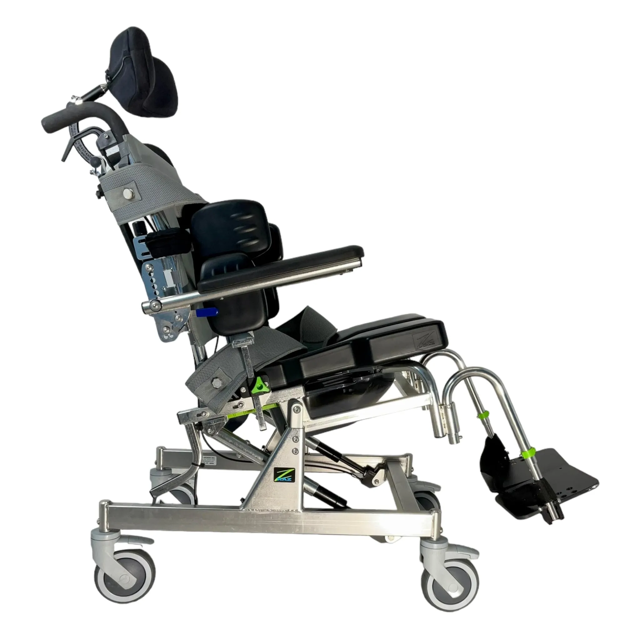Raz Designs Raz-AT Attendant Tilt Shower Chair | 18 x 19 inch Seat | Bodypoint Chest Belt