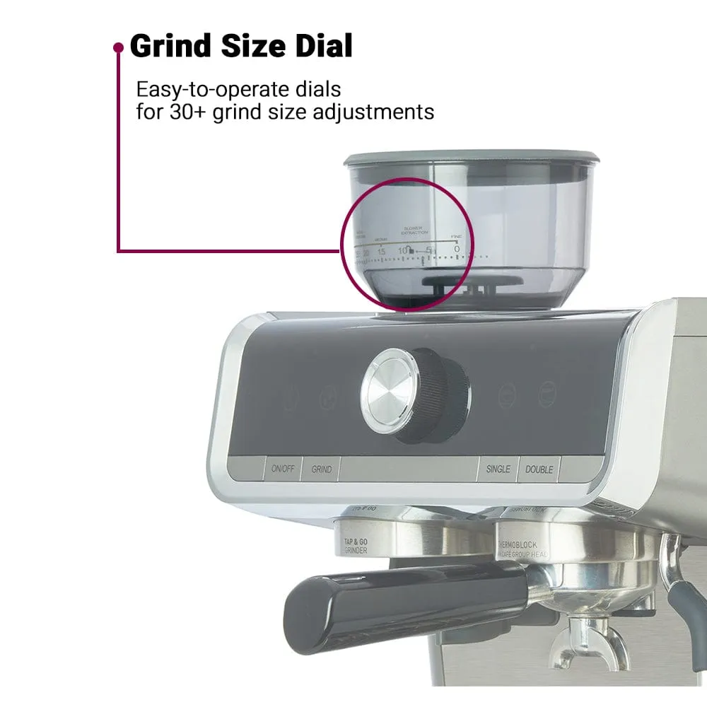 Refurbished | Budan Espresso Machine with Built-In Grinder, PID Control, 15 Bars Pressure, Steam Wand, Removable Water Tank and comes with Steel Tamper and milk Pitcher  | Refurbished