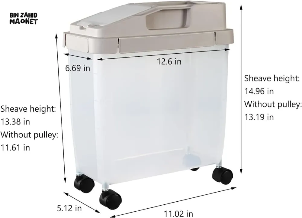 RICE CONTAINER STORAGE BOX WITH WHEELS
