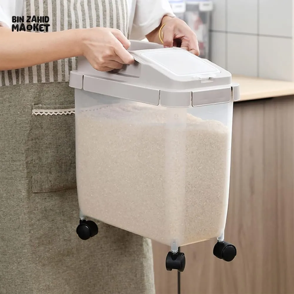 RICE CONTAINER STORAGE BOX WITH WHEELS