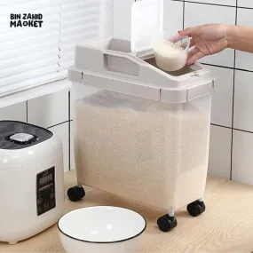 RICE CONTAINER STORAGE BOX WITH WHEELS