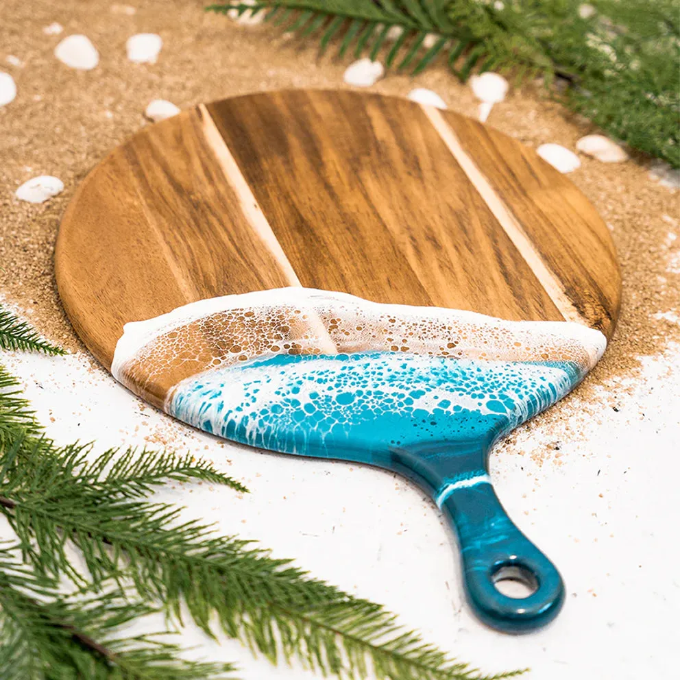 Round Cheese Paddle Acacia Boards - Ocean Vibes