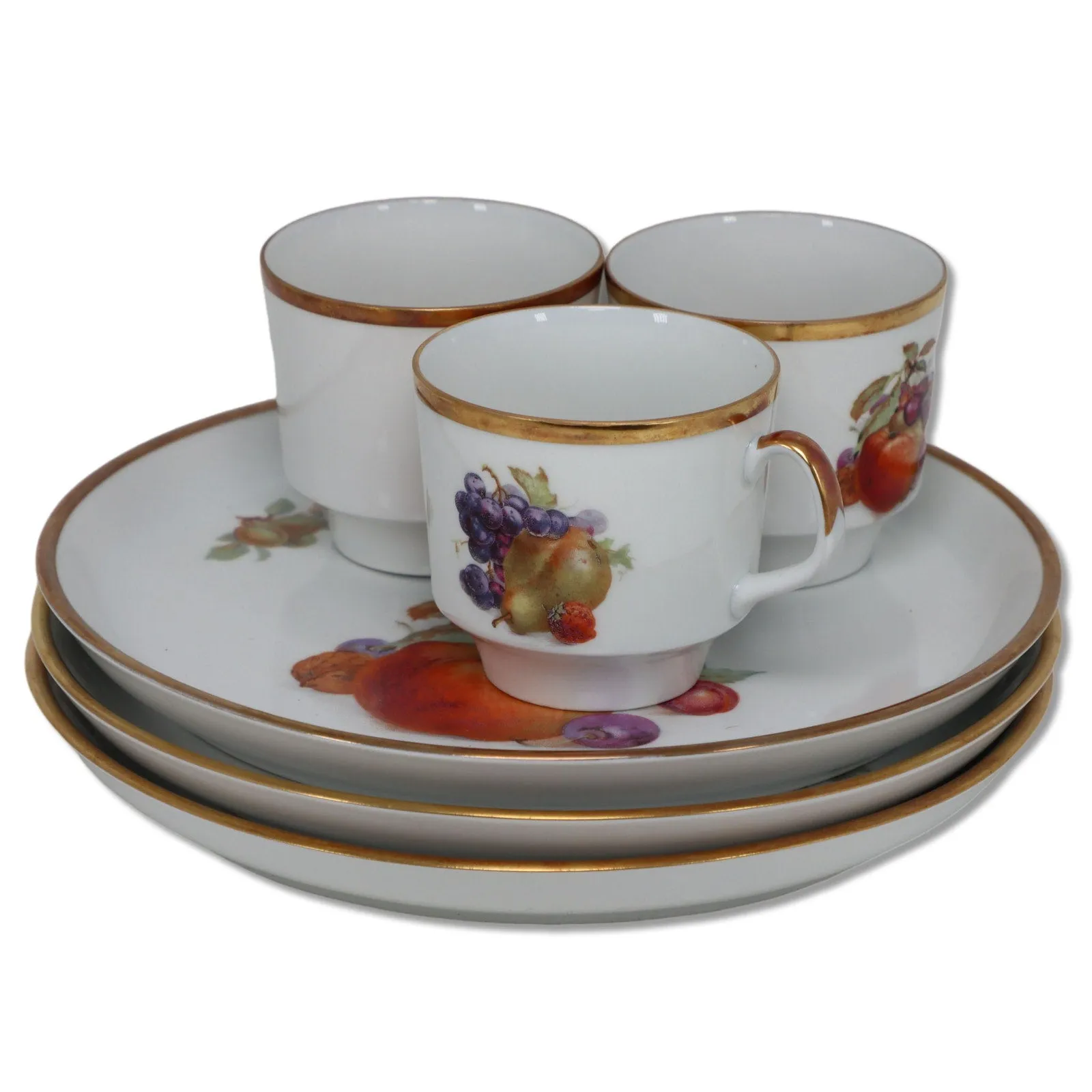 Schumann Arzberg 3 Sets SCH380 Flat Cup Snack Plate Bavaria Germany Vintage