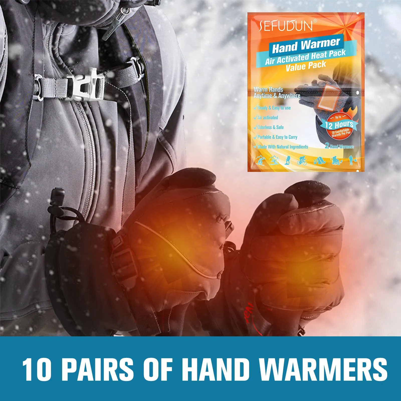 Sefudun Hand Warmer Value Pack Warmer patch 10 Pair