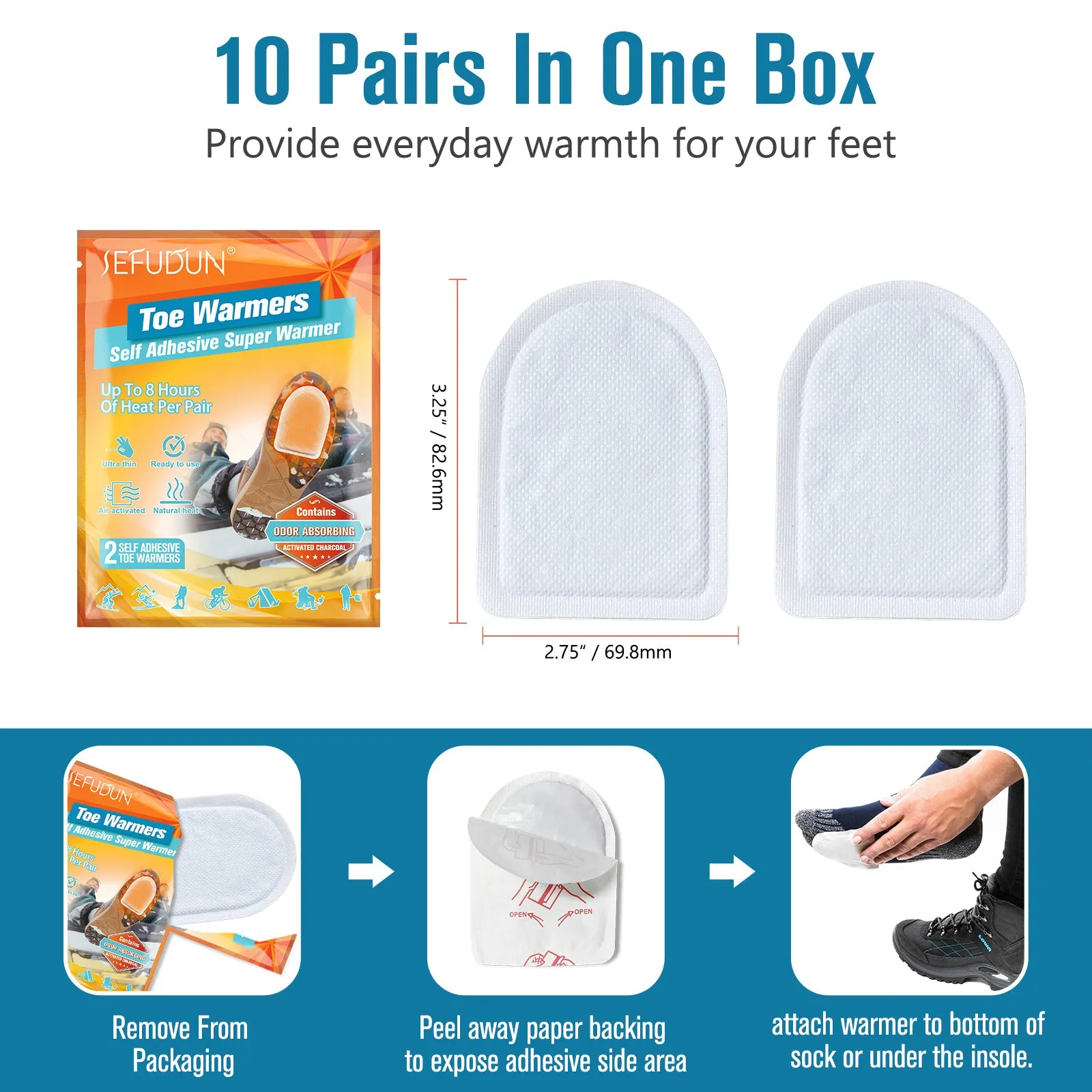 Sefudun Hand Warmer Value Pack Warmer patch 10 Pair