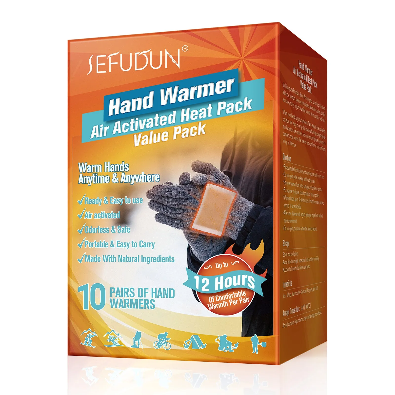 Sefudun Hand Warmer Value Pack Warmer patch 10 Pair