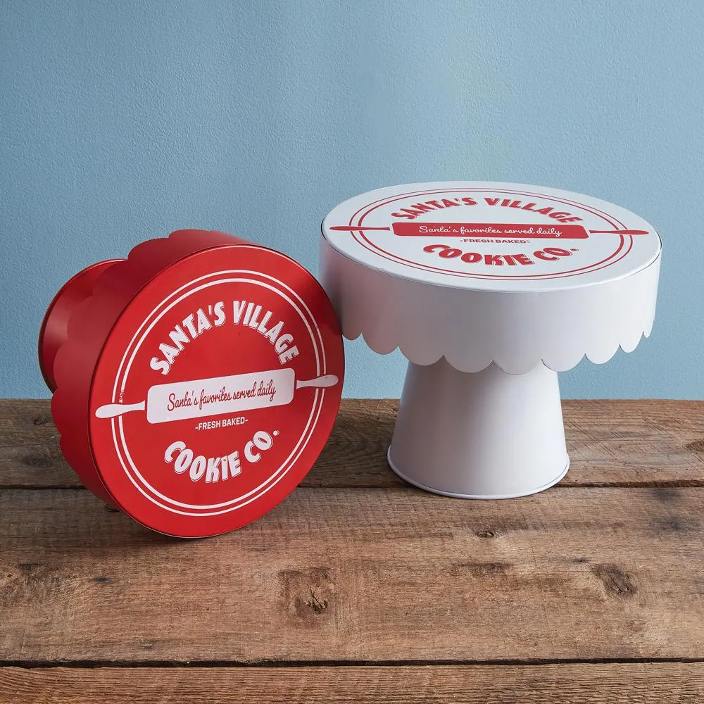 SET OF TWO SANTA'S VILLAGE COOKIE CO DESSERT STANDS