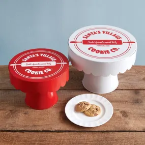 SET OF TWO SANTA'S VILLAGE COOKIE CO DESSERT STANDS