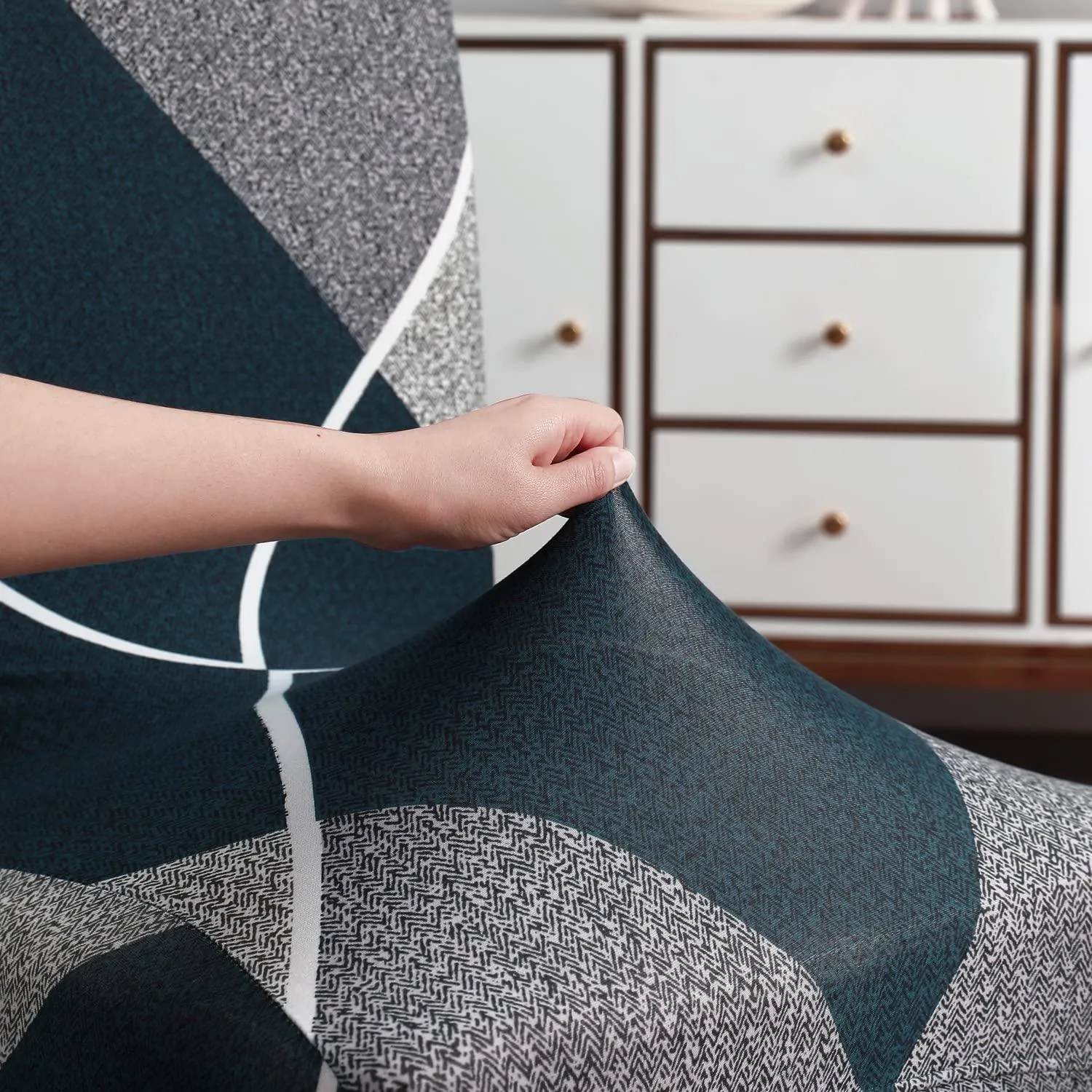 Stretchable Chair Covers, Checkerplaid Blue