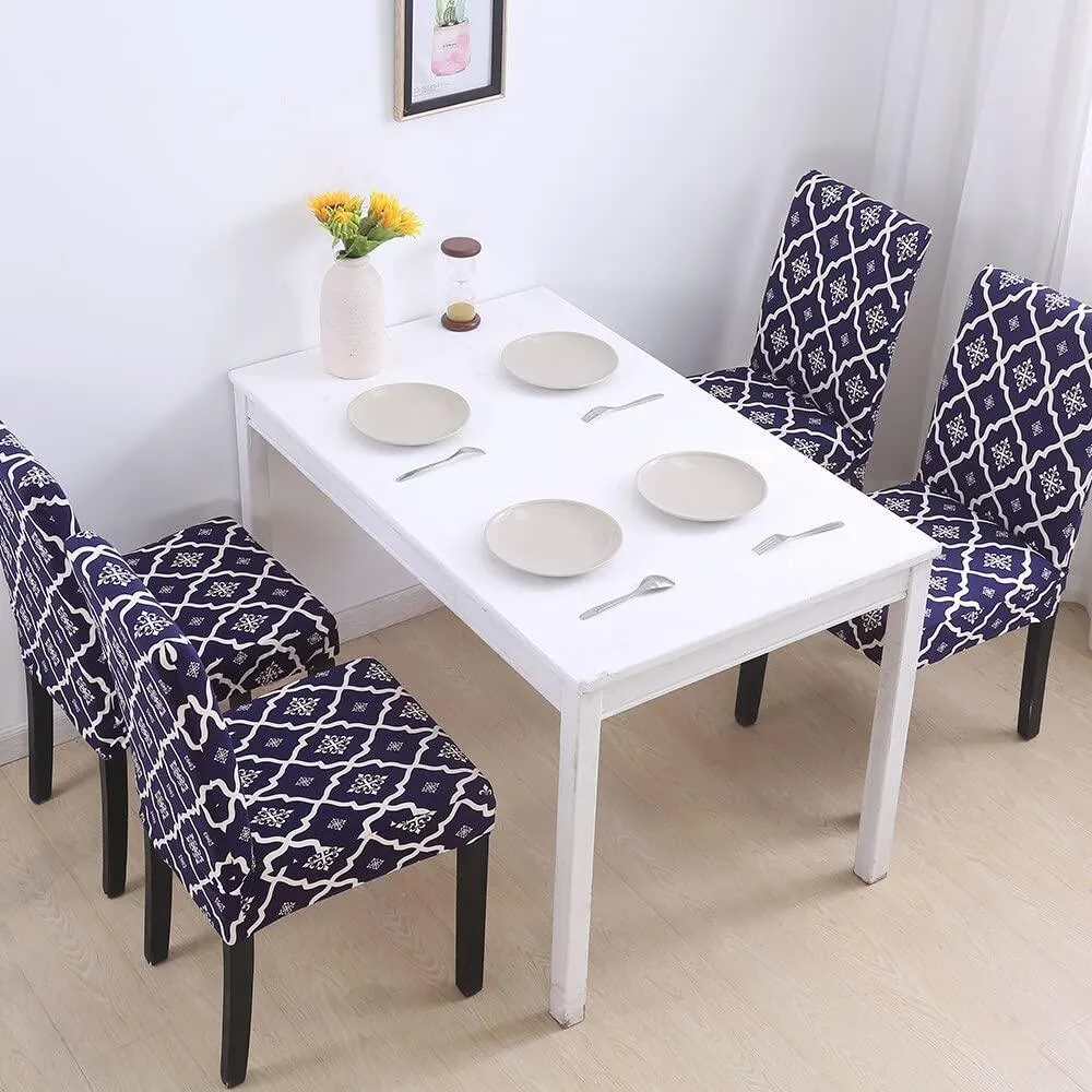 Stretchable Chair Covers, Diamond Blue