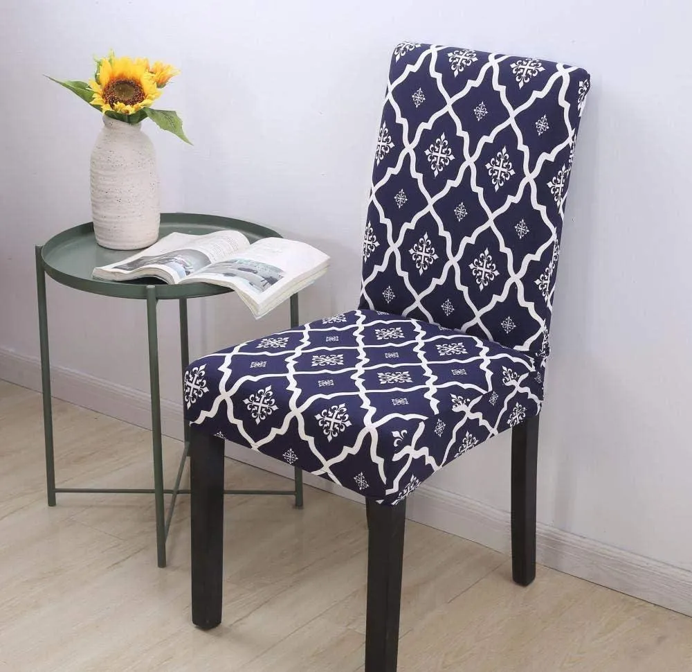 Stretchable Chair Covers, Diamond Blue