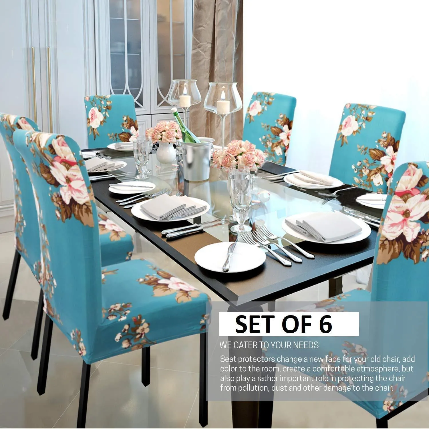 Stretchable Chair Covers, Funky Teal