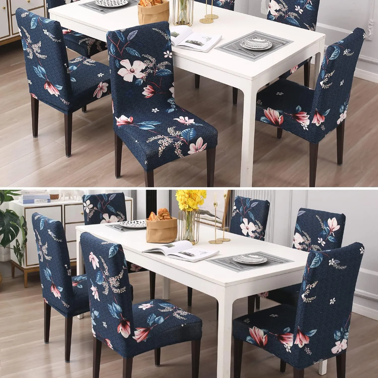 Stretchable Chair Covers, Lotus Blue