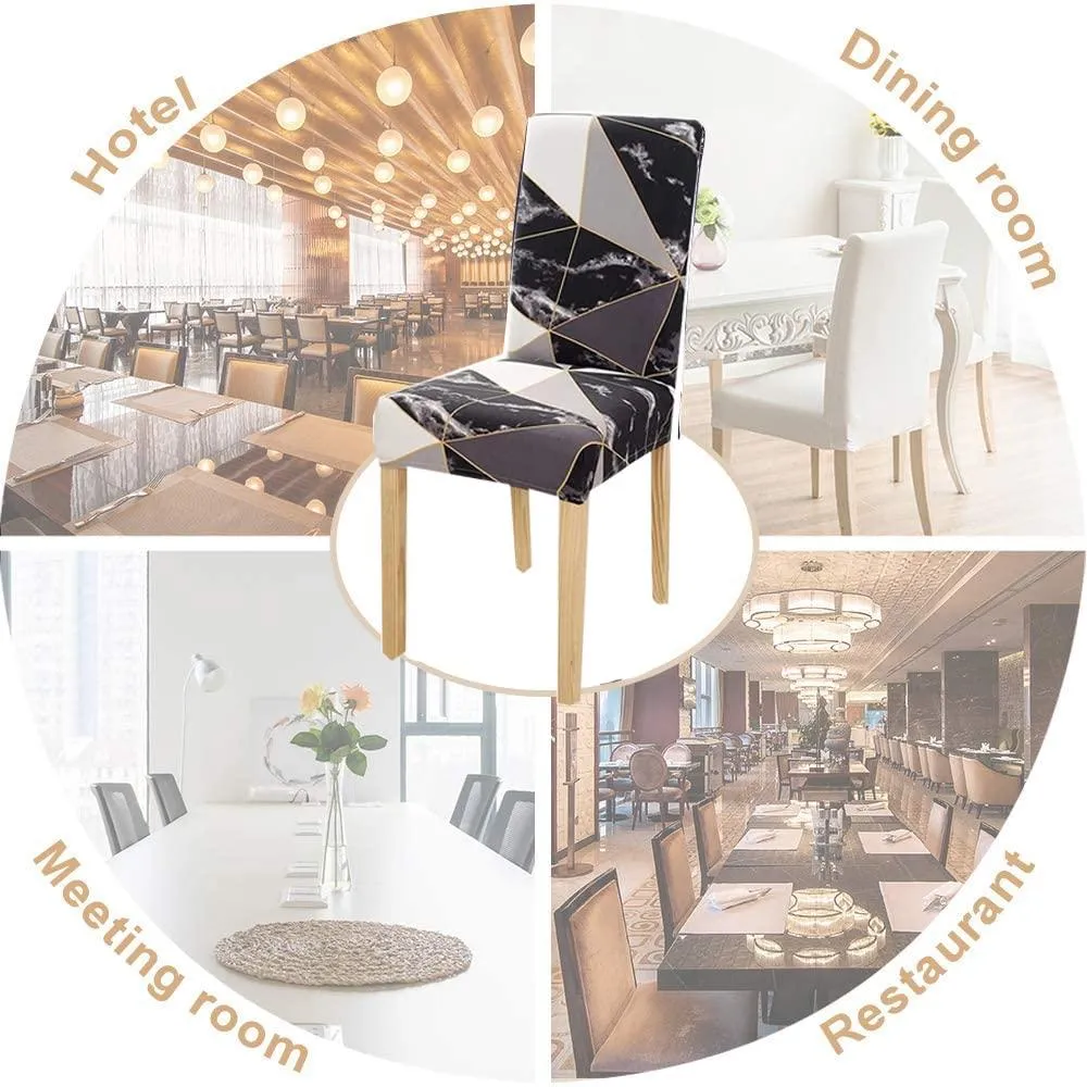 Stretchable Chair Covers, Marble Black