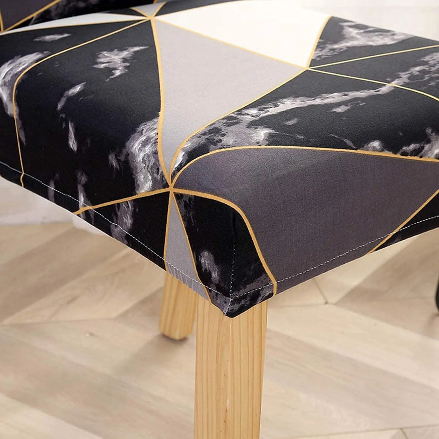 Stretchable Chair Covers, Marble Black