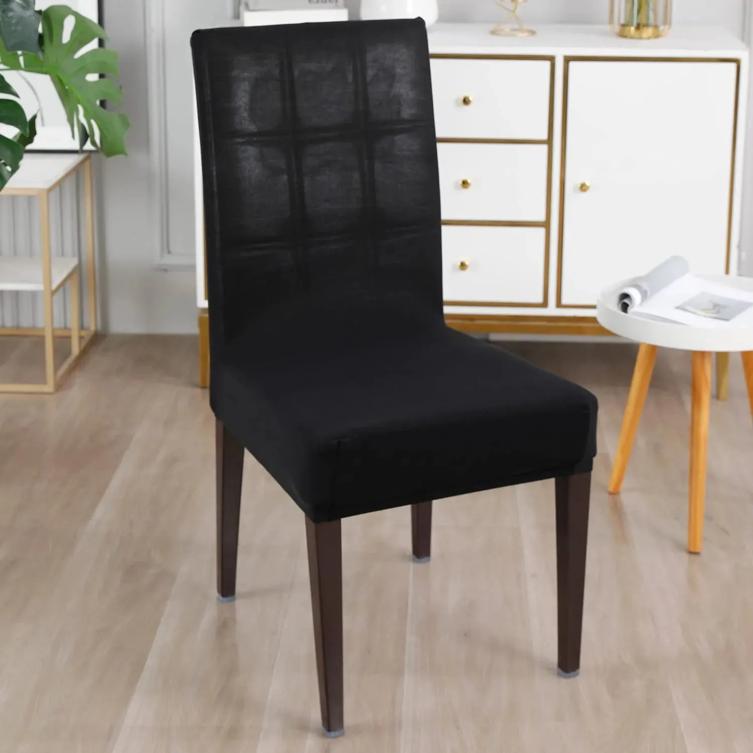 Stretchable Chair Covers, Plain Black