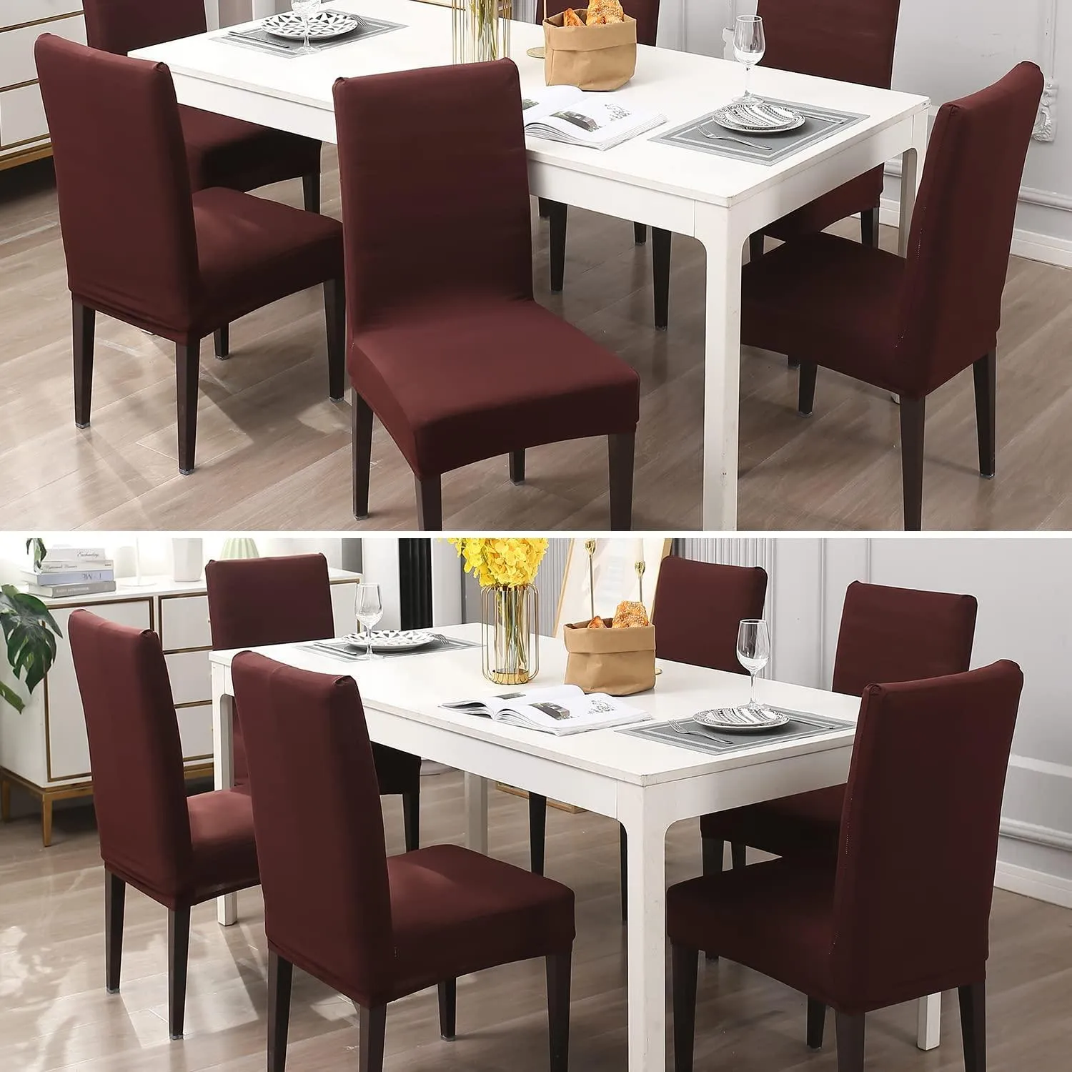 Stretchable Chair Covers, Plain Brown