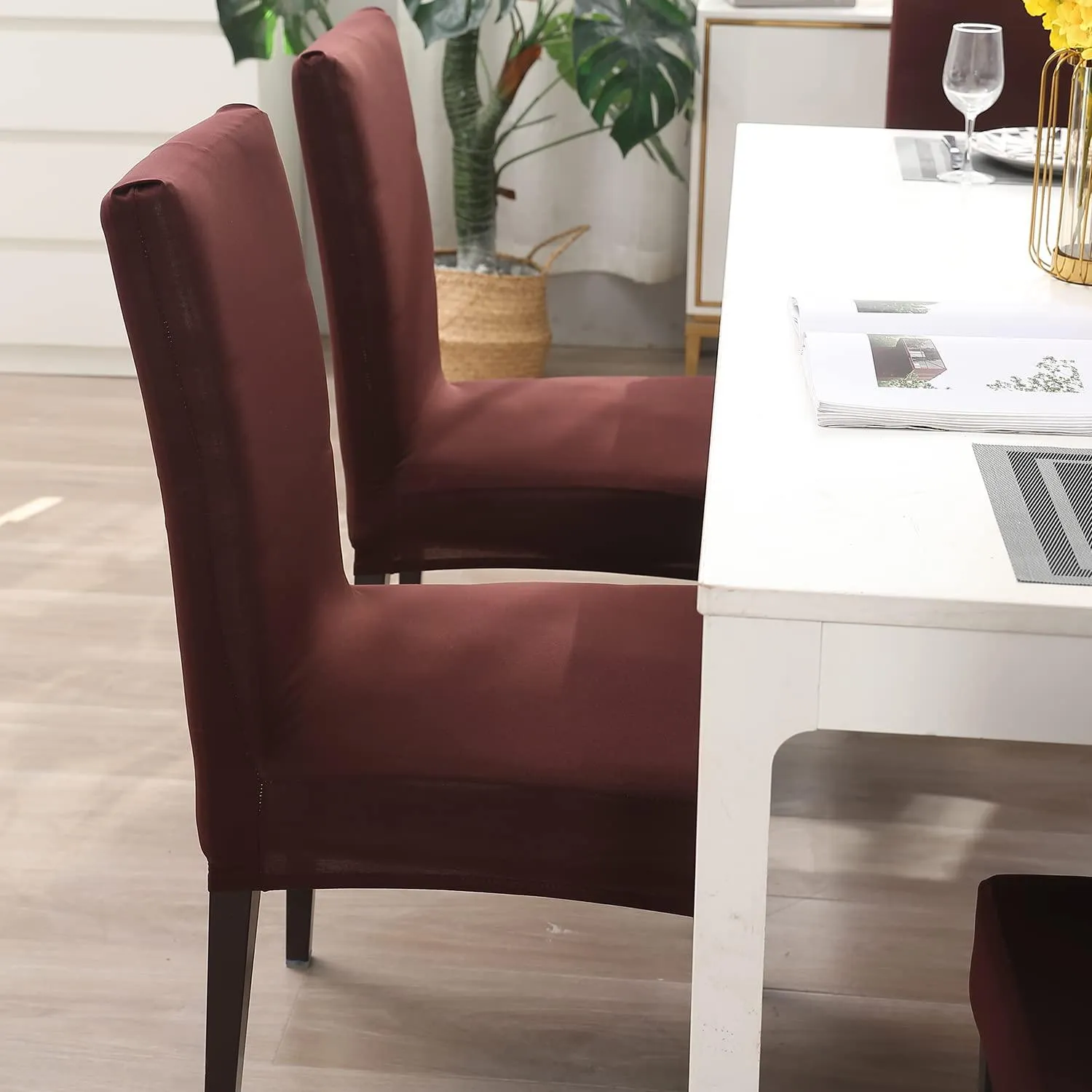 Stretchable Chair Covers, Plain Brown