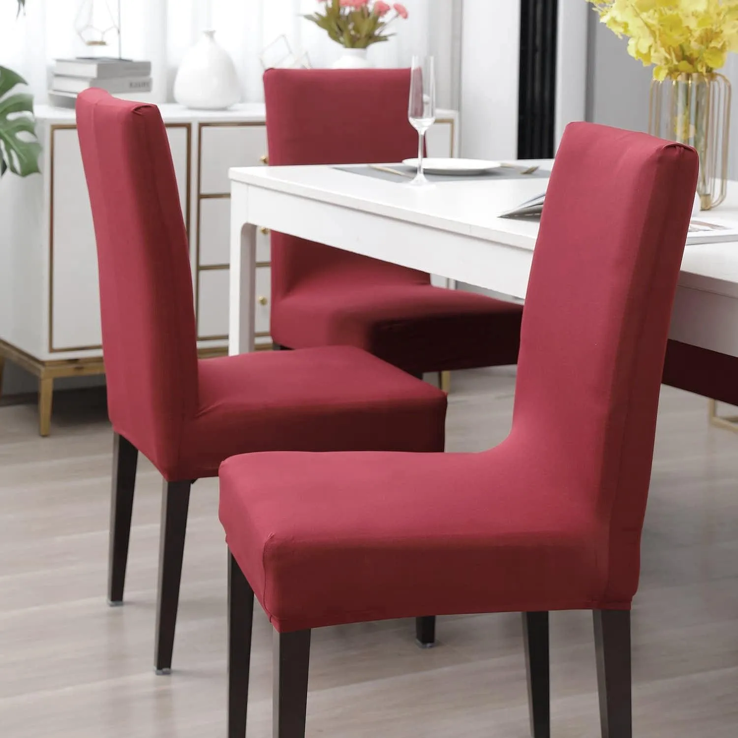 Stretchable Chair Covers, Plain Maroon