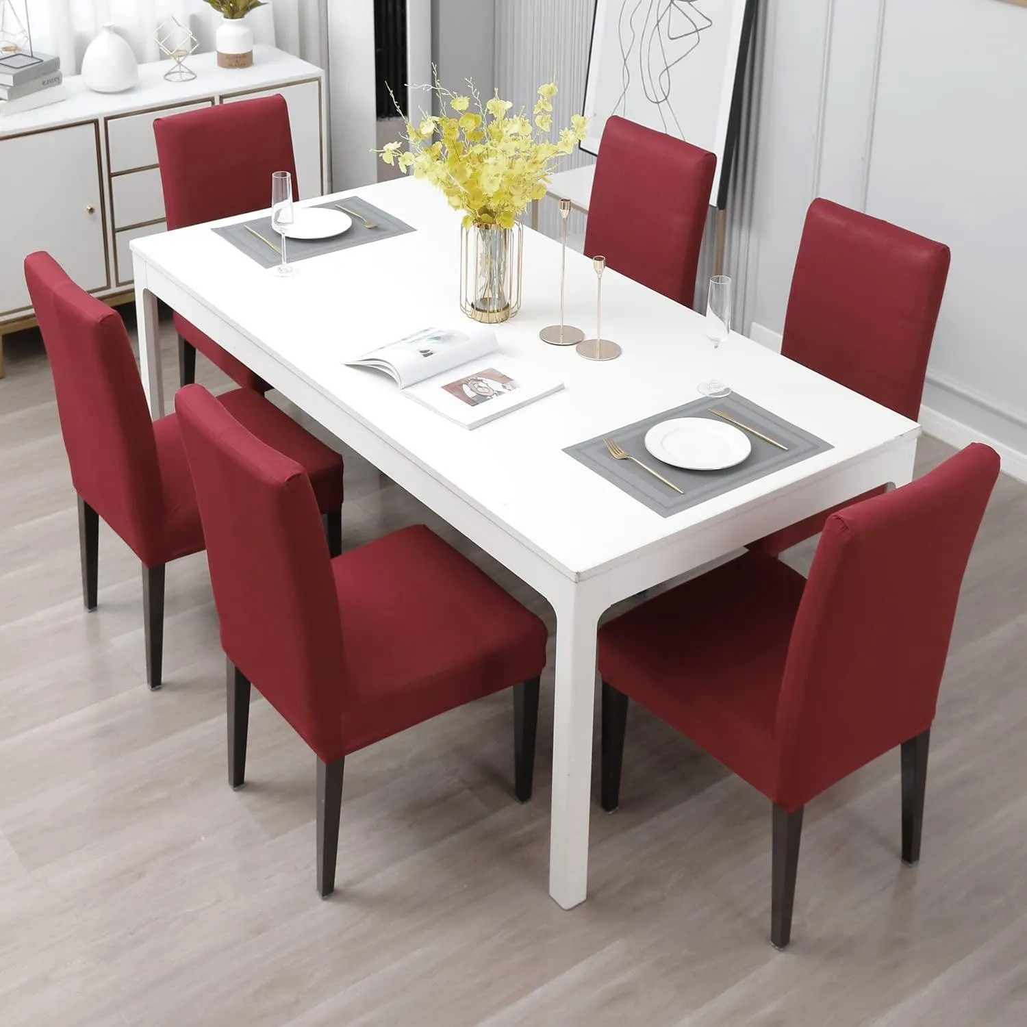 Stretchable Chair Covers, Plain Maroon
