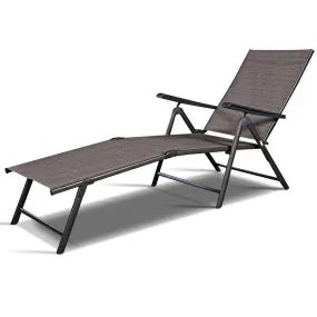 Tangkula Patio Lounge Chair Chaise, Adjustable Backrest, 5 Back & 2 Leg Positions Outdoor Reclining Lounger Chairs