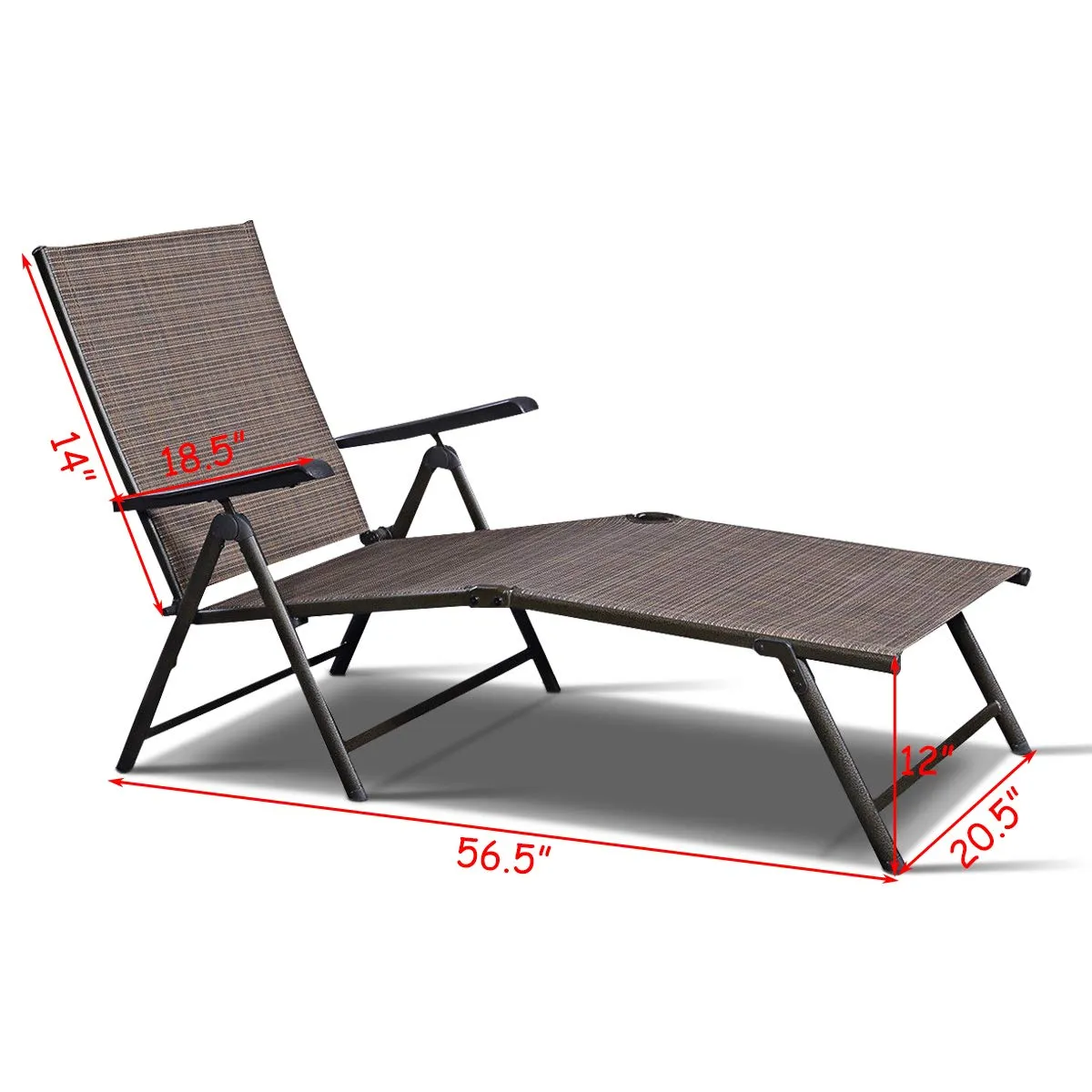 Tangkula Patio Lounge Chair Chaise, Adjustable Backrest, 5 Back & 2 Leg Positions Outdoor Reclining Lounger Chairs