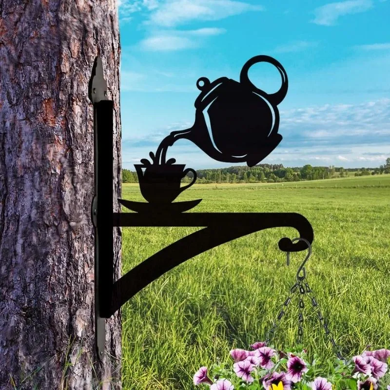 Teapot and Cup Metal Hanging Bracket Plant Stand PS110