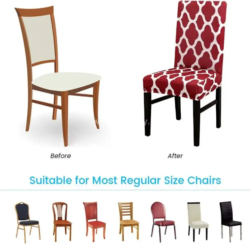 Trendily Premium Wrinkle-Free | Elastic Stretch | Washable Print Chair Covers, Maroon (CC-035)