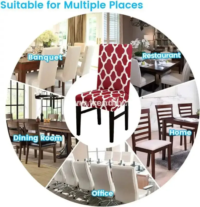 Trendily Premium Wrinkle-Free | Elastic Stretch | Washable Print Chair Covers, Maroon (CC-035)