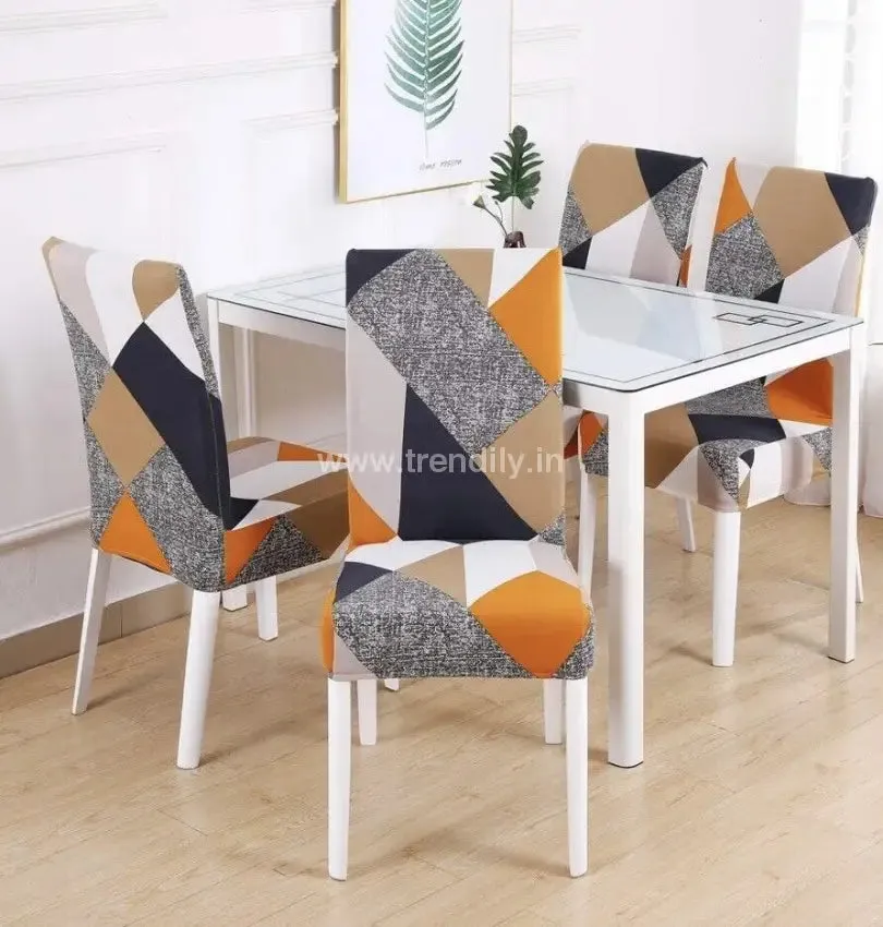 Trendily Premium Wrinkle-Free | Elastic Stretchable Chair Covers | Prism Orange (CC-069)
