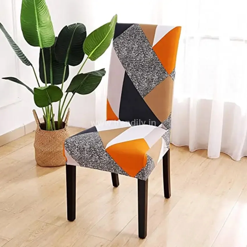 Trendily Premium Wrinkle-Free | Elastic Stretchable Chair Covers | Prism Orange (CC-069)