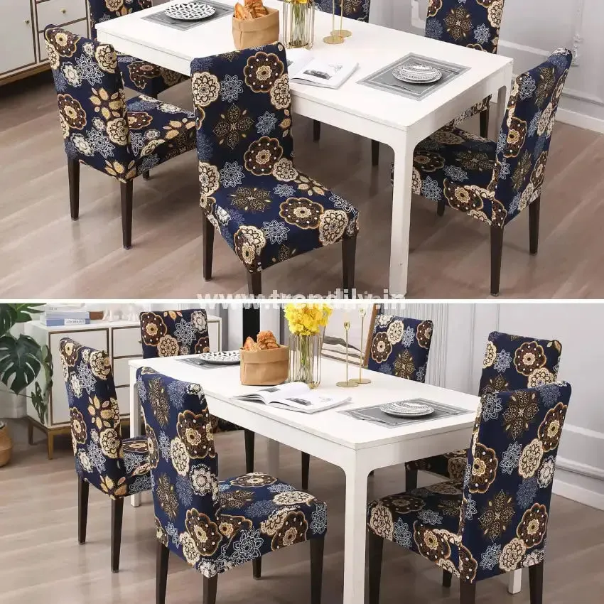 Trendily Premium Wrinkle-Free Stretchable |  Elastic Stretch |Chair Covers, Decent Blue (CC-030)