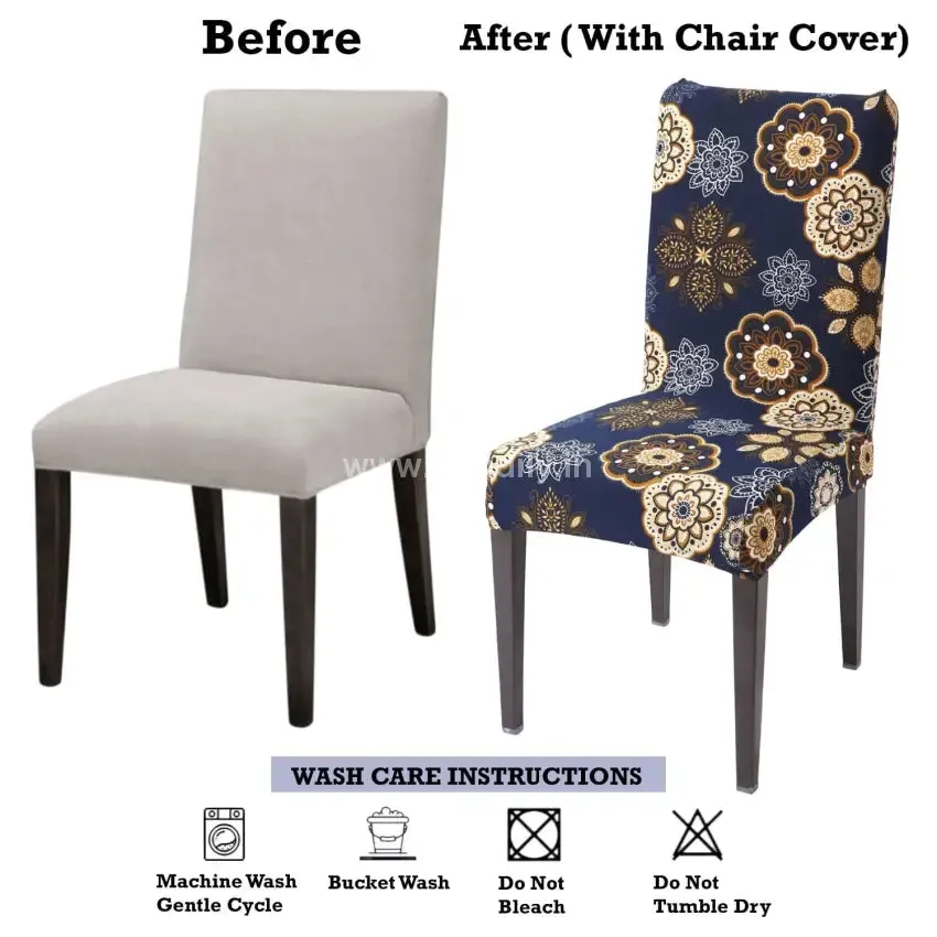 Trendily Premium Wrinkle-Free Stretchable |  Elastic Stretch |Chair Covers, Decent Blue (CC-030)