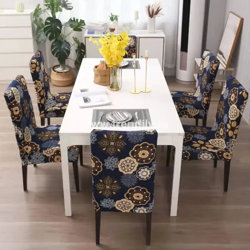 Trendily Premium Wrinkle-Free Stretchable |  Elastic Stretch |Chair Covers, Decent Blue (CC-030)