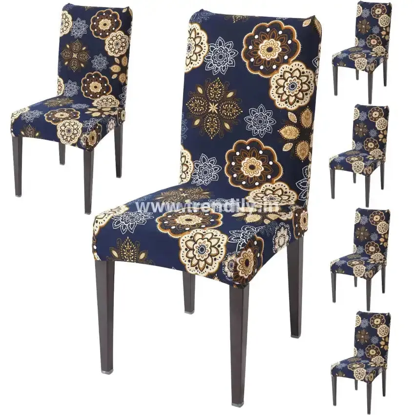 Trendily Premium Wrinkle-Free Stretchable |  Elastic Stretch |Chair Covers, Decent Blue (CC-030)