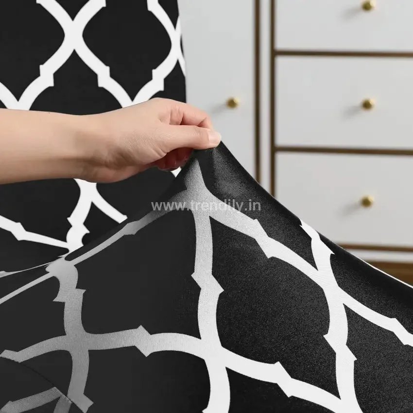 Trendily Premium Wrinkle-Free Stretchable |  Elastic Stretch |Chair Covers , Diamond Black (CC-032)